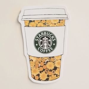10/$10 Yellow Floral Starbucks Cup Sticker